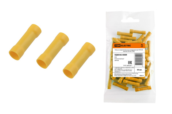 TDM Гильза соединительная изолированная ГСИ 6,0 желтая (50 шт) SQ0546-0009