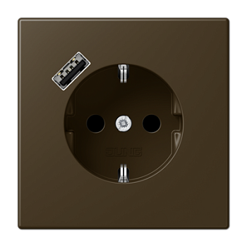 JUNG Розетка SCHUKO® с USB-зарядным устройством, тип A термопласт латунь Antik ME1520-18AAT-L