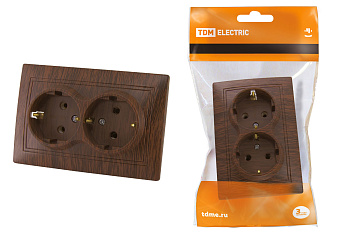 TDM Розетка двойная 2П+З 16А 250В "ЭКО" (бук) "Таймыр" SQ1814-0314
