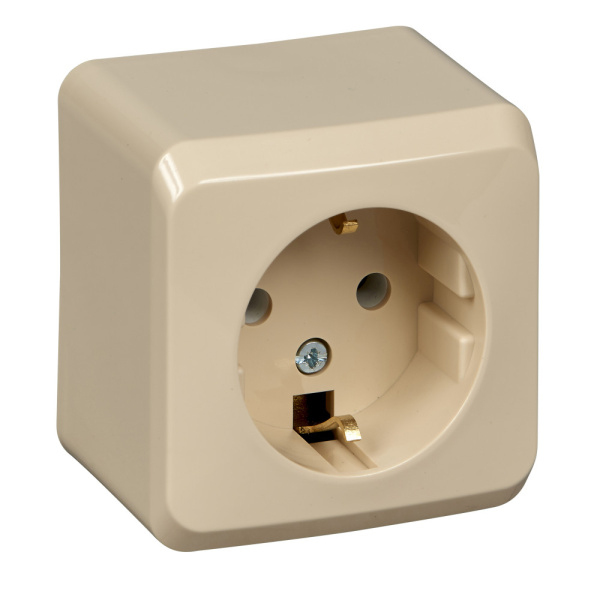 Systeme Electric Этюд наруж Крем Розетка 1-ая с/з без шторок
