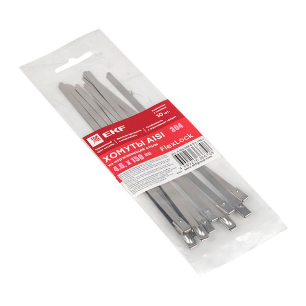 Купить EKF PROxima Хомут AISI 304 из нержавеющей стали, 4.6x150 (10 шт.) FlexLock