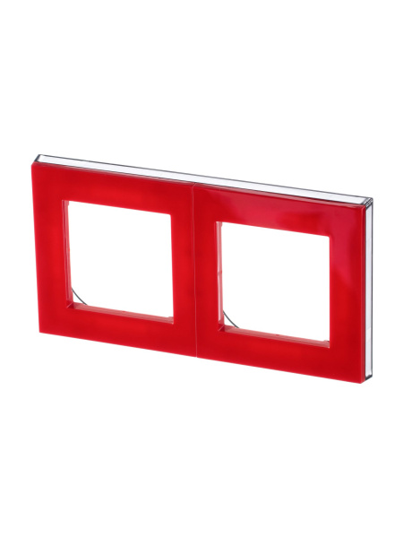 Купить ABB EPJ Levit красный / дымчатый чёрный Рамка 2 поста 2CHH015020A6065