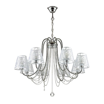 Lumion 3307/8 LN17 199 хром/ткань/декор.цепочки/хрусталь Люстра E14 8*40W 220V FELIKINA
