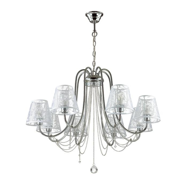 Lumion 3307/8 LN17 199 хром/ткань/декор.цепочки/хрусталь Люстра E14 8*40W 220V FELIKINA