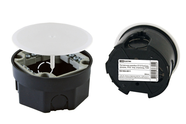 TDM Распаячная коробка СП D73х42мм, крышка,  IP20,  инд. штрихкод, SQ1402-0911