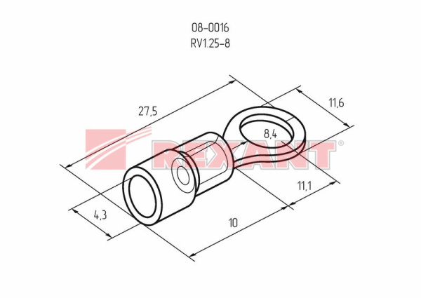 Купить Наконечник кольцевой изолированный ø8.4мм 0.5-1.5мм² (НКи 1.5-8 / НКи 1,25-8) красный Rexant 08-0016