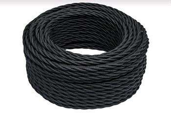 BIRONI Черный матовый Витой провод 3*0,75 20м B1-432-73-20