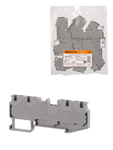 TDM Зажим клеммный безвинтовой ЗКБ быстрого зажима 4 вывода 2,5 мм2 24А серый (Ph-C PT 2,5-QUATTRO) SQ0822-0164