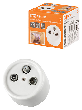 TDM Розетка TV+R+ SAT проходная белая «Болонь» SQ1820-0058