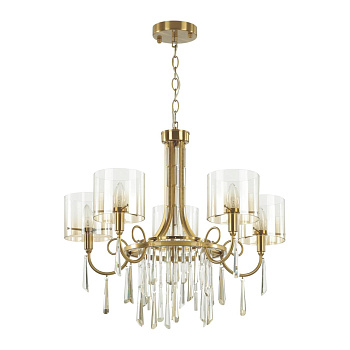 Odeon Light 4886/5 HALL ODL_EX23 41 бронзовый/янтарн./металл/стекло Люстра E14 5*40W NICOLE