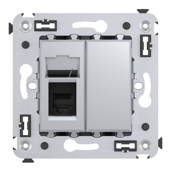 Купить DKC Телефонная розетка RJ-12 в стену одинарная, "Avanti", "Закаленная сталь"