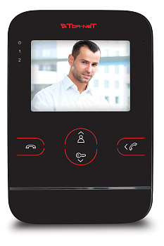 Tor-neT Видеодомофон, 4 цв., hands free, SD-карта, запись до 120 кад, до 4 мон., 2 дв.блока,1 кам черный TR-25M B