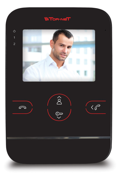 Tor-neT Видеодомофон, 4 цв., hands free, SD-карта, запись до 120 кад, до 4 мон., 2 дв.блока,1 кам черный TR-25M B