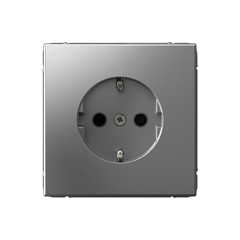 Systeme Electric ArtGallery Сталь Розетка с заземлением со шторками, 16А, механизм