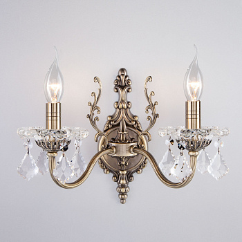 Eurosvet Бра с хрусталем 3281/2 античная бронза / прозрачный хрусталь 00000065239