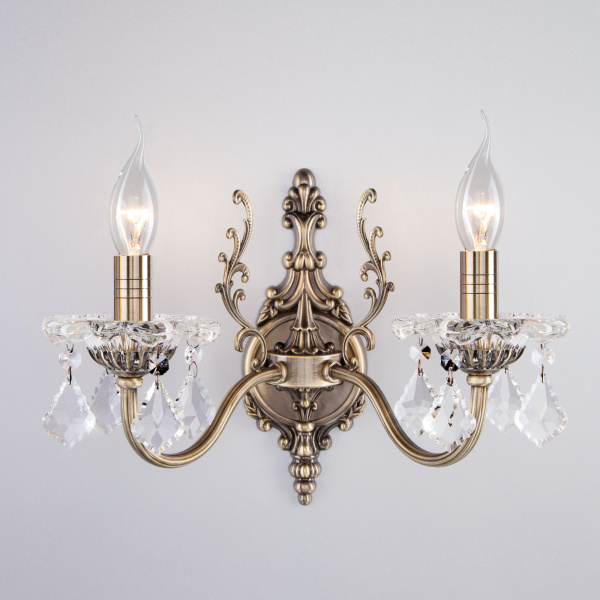 Eurosvet Бра с хрусталем 3281/2 античная бронза / прозрачный хрусталь 00000065239