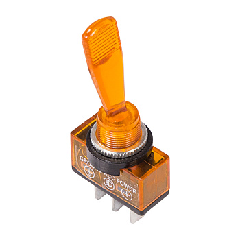 Тумблер 12V 20А (3c) ON-OFF однополюсный с желтой подсветкой Rexant 36-4372