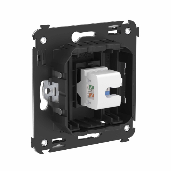 Купить DKC Компьютерная розетка RJ-45 без шторки в стену, кат.6А одинарная, "Avanti", "Черный матовый"