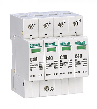 Dekraft Ограничитель перенапряжений 3P+N 40кА класс C 440В