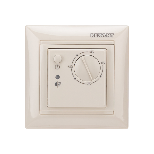 Терморегулятор механический RX-308B (бежевый) (совместим с Legrand серии Valena) Rexant 51-0563