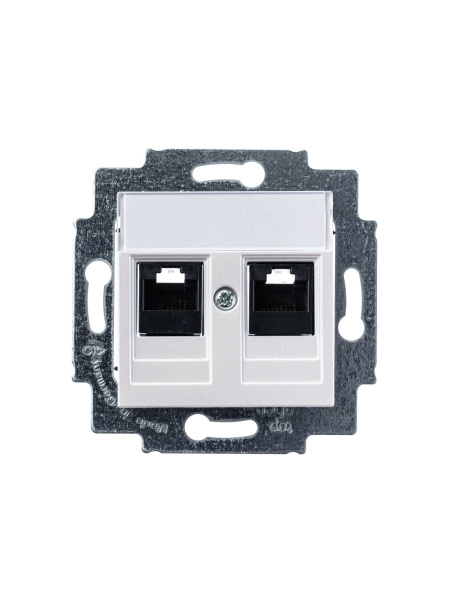 Купить ABB EPJ Levit жемчуг / ледяной Розетка компьютерная, 2хRJ45 кат,5e, жемчуг 2CHH295118A6068
