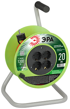 ЭРА Удлинитель силовой RP-4e-3х0.75-20m на пластиковой катушке c заземлением 4 розетки 20м ПВС 3х0,75мм2