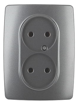 ЭРА 12-2107-12 Розетка 2X2P, 16A-250В, IP20, 12, Графит