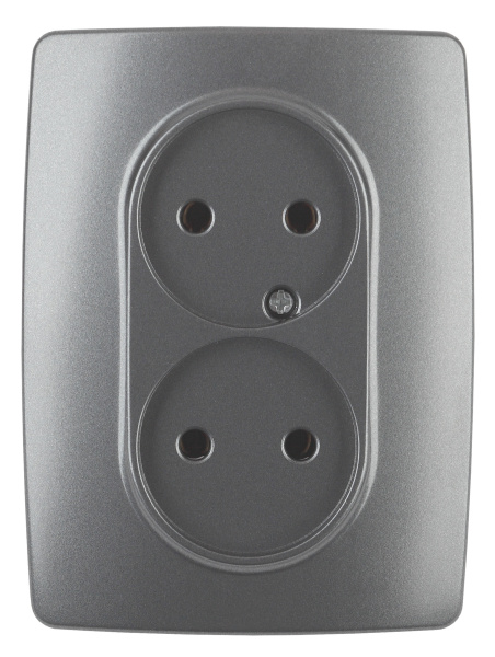 ЭРА 12-2107-12 Розетка 2X2P, 16A-250В, IP20, 12, Графит