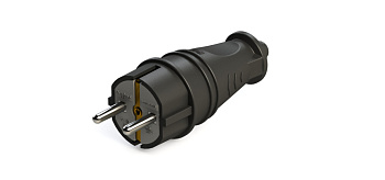 Systeme Electric MultiSet Черная Вилка 2К+З прямая каучуковая 16А/250В IP44