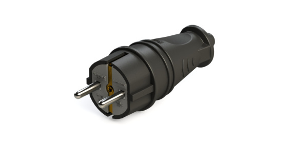 Systeme Electric MultiSet Черная Вилка 2К+З прямая каучуковая 16А/250В IP44