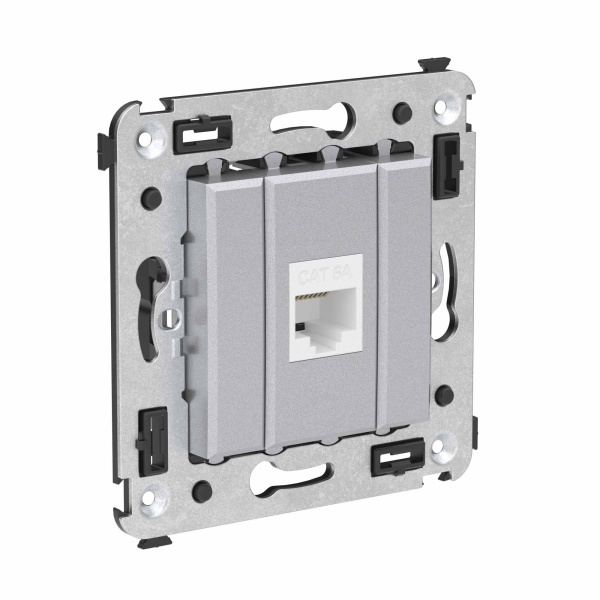 Купить DKC Компьютерная розетка RJ-45 без шторки в стену, кат.6А одинарная, "Avanti", "Закаленная сталь"
