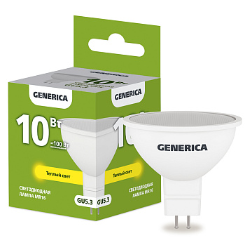 IEK GENERICA Лампа LED MR16 софит 10Вт 230В 3000К GU5.3 LL-MR16-10-230-30-GU5-G