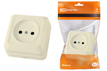 TDM Розетка 2П открытой установки IP20 10А, сл. кость "Ладога" SQ1801-0014