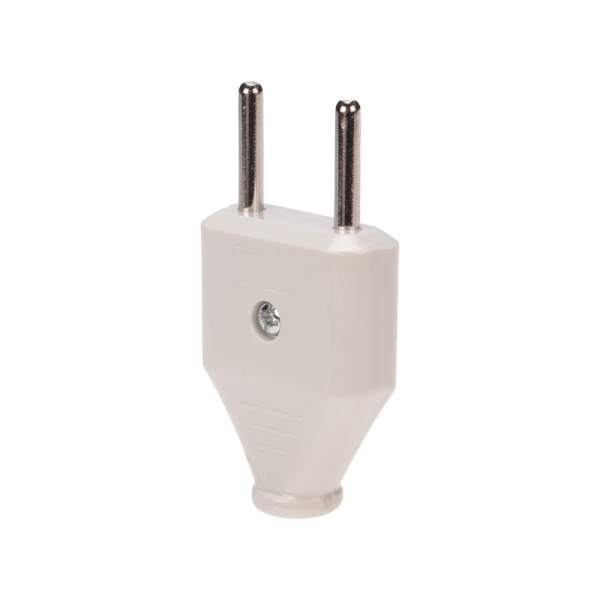 Вилка прямая без з/к 10А плоская белая Rexant 11-8946