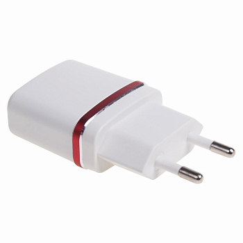 Сетевое зарядное устройство USB (СЗУ) (5V, 1000 mA) белое с красной полоской Rexant 18-2211