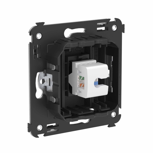 Купить DKC Компьютерная розетка RJ-45 без шторки в стену, кат.6 одинарная, "Avanti", "Черный матовый"