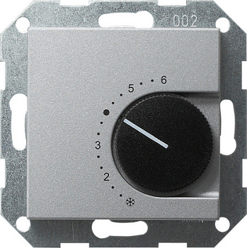 Gira S-55 Алюминий Терморегулятор с переключающим контактом 24V/10 (4)A 039726