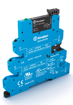 Finder Интерфейсный модуль (сборка 34.81.7.024.8240 + 93.66.0.240), твердотельное реле, серия MasterPLUS; выход 2A (240В AC); питание 24-240В AC/DC; к 396002408240