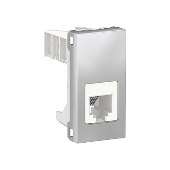 SE Unica Modular Алюминий Розетка телефонная, RJ12, одиночная 1 модуль NU349130