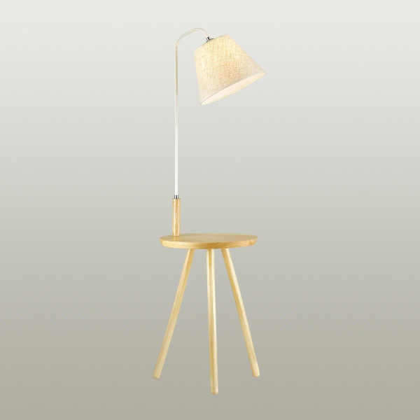 Купить Odeon Light 4667/1F ODL20 433 светлое дерево/рогожка Торшер со столиком E27 1*60W 220V