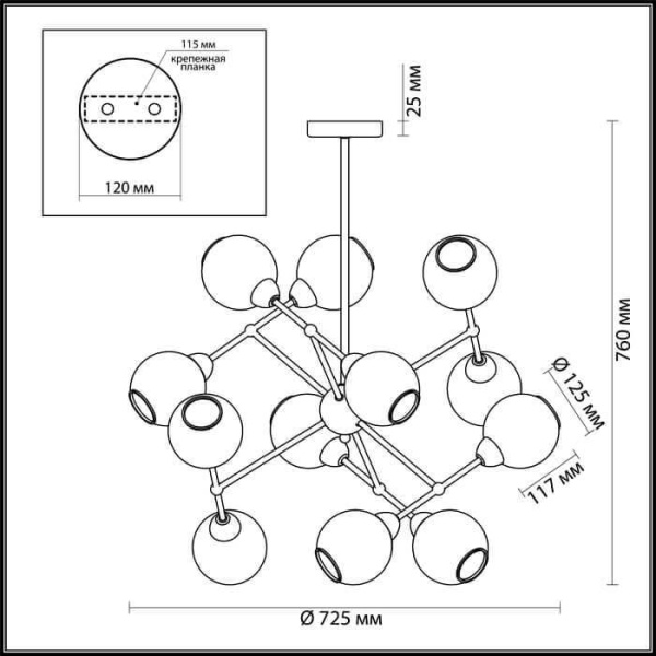 Купить Lumion 3752/12C LN19 048 матовое золото Люстра на штанге E14 12*40W 220V EVERLY