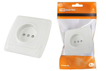 TDM Розетка 2П 10А 250В с защ. шт. белая "Онега" SQ1805-0010