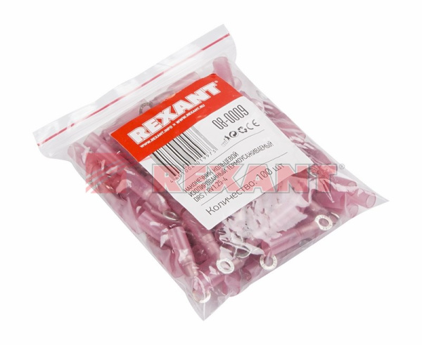 Купить Наконечник кольцевой изолированный термоусаживаемый ø4.3мм 0.5-1.5мм² (НКи-т 1.5-4 / НКи-т1,25-4) красный Rexant 08-0009