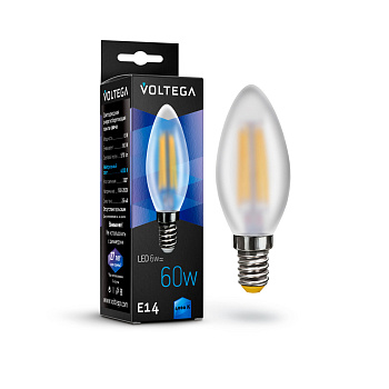 Voltega VG10-C2E14cold6W-F Свеча матовая  Е14 4000К 6W 7045