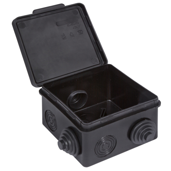 Купить EKF Коробка распределительная КМР-030-031 с крышкой (80х80х50), 7 мембр. вводов чёрная IP54 розн. стикер