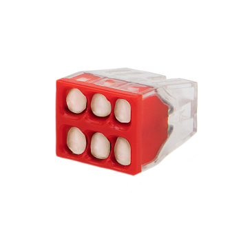 Экспресс-клемма с пастой REXANT СМК 2273-246, 6-проводная 0.5-2.5 мм², прозрачная (100 шт./уп.) 07-3210