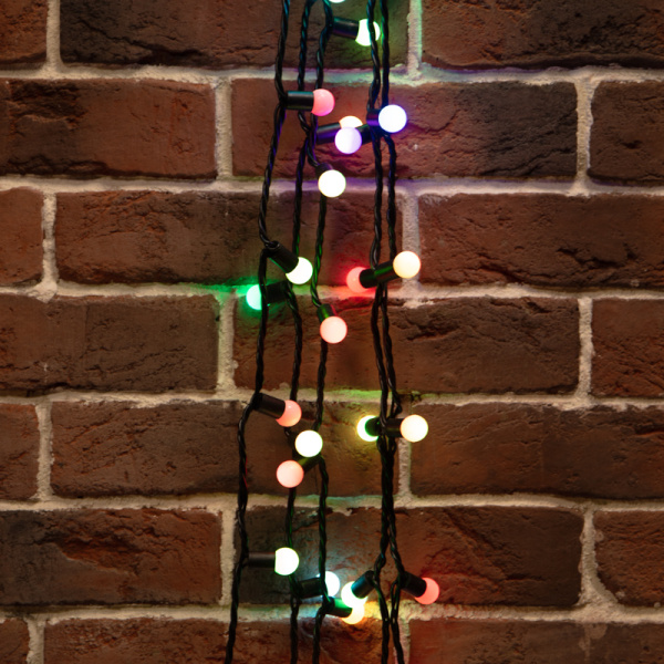 NEON-NIGHT Гирлянда "Мультишарики" Ø17,5мм, 20 м, черный ПВХ, 200 диодов, цвет RGB 303-509