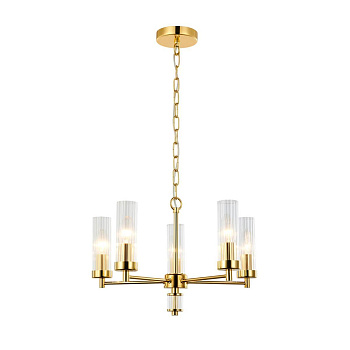 Favourite 2673-5P подвесная люстра Каркас золотого цвета, плафоны из прозрачного стекла