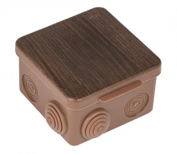 EKF PROxima Коробка распаячная КМР-030-014 с крышкой (100х100х55), 8 мембранных вводов тёмное дерево IP54