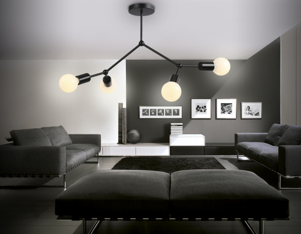 Купить Ambrella Потолочный светильник в стиле лофт TR8033/4 BK черный E27*4 max 40W D670*440